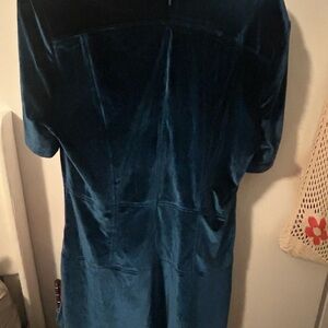 Teal Blue Velvet Dress